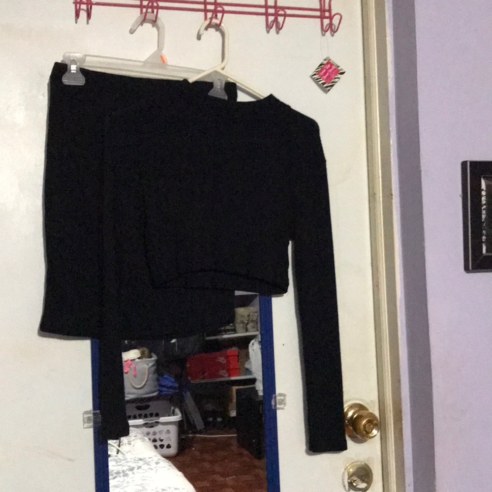 Black shirt & skirt set